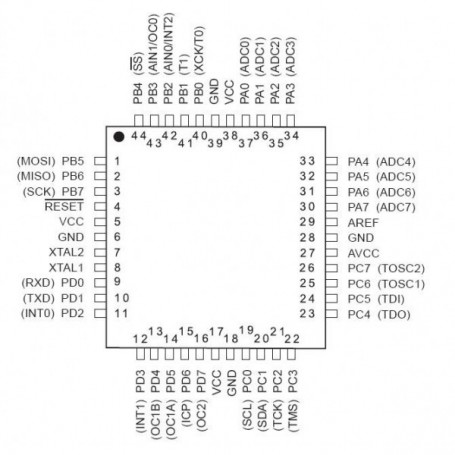 میکرو کنترلر ATMEGA16A AU پکیج SMD TQFP 44