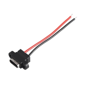 کانکتور USB Type-C مادگی روپنلی پیچ خور 90 درجه سیم دار