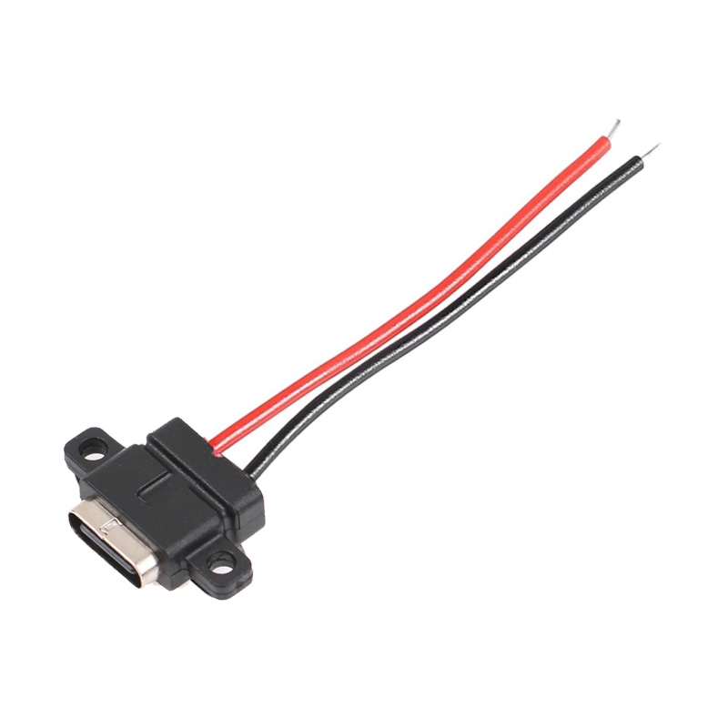 کانکتور USB Type-C مادگی روپنلی پیچ خور 180 درجه سیم دار