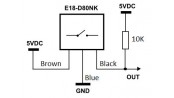 حسگر مجاورتی مادون قرمز - سنسور فاصله و تشخیص مانع قابل تنظیم E18-D80NK