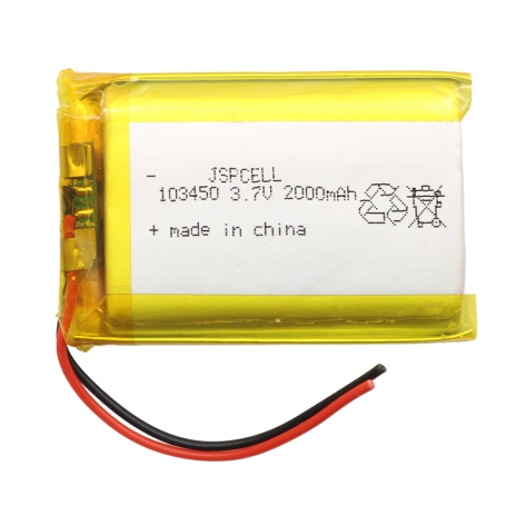 باتری لیتیوم پلیمر 3.7v ظرفیت 2000mAh کد 103450