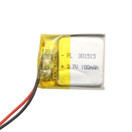 باتری لیتیوم پلیمر 3.7v ظرفیت 100mAh کد 301515