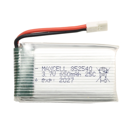 باتری لیتیوم پلیمر 3.7v ظرفیت 650mAh تک سل 25c مارک MAXCELL کد 852540