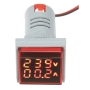ولتمتر و آمپرمتر چراغ سیگنالی AC500V-100A قرمز مربعی مدل AD16-22