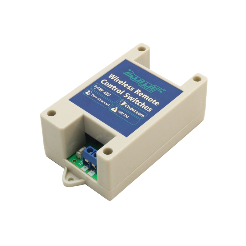 گیرنده ریموت کنترل دو کاناله صنعتی کد لرن 433MHz قابدار ایرانیک (بدون ریموت)