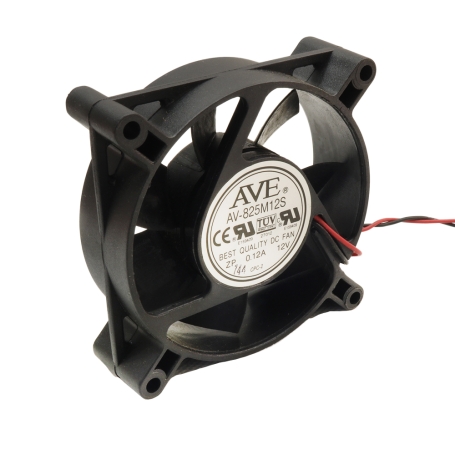 فن 12V دو سیمه سایز 8x8 ضخامت 2.5cm مارک AVE مدل AV-825M12S