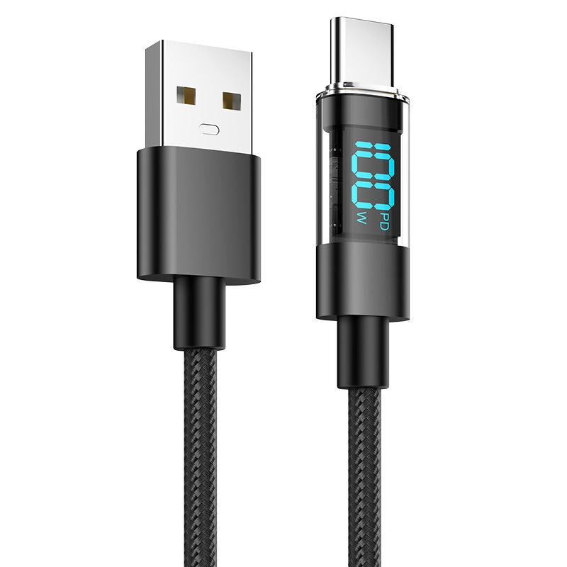 کابل فست شارژر TYPE-C USB دارای نمایشگر دیجیتال طول یک متر