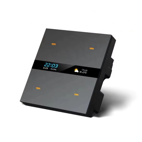 کلید چهار پل هوشمند TUYA مشکی دارای نمایشگر با ارتباط ZigBee مدل M8 PRO