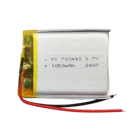 باتری لیتیوم پلیمر 3.7v ظرفیت 1050mAh کد 703443