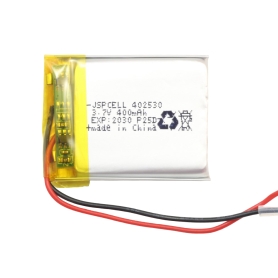 باتری لیتیوم پلیمر 3.7v ظرفیت 400mAh کد 402530
