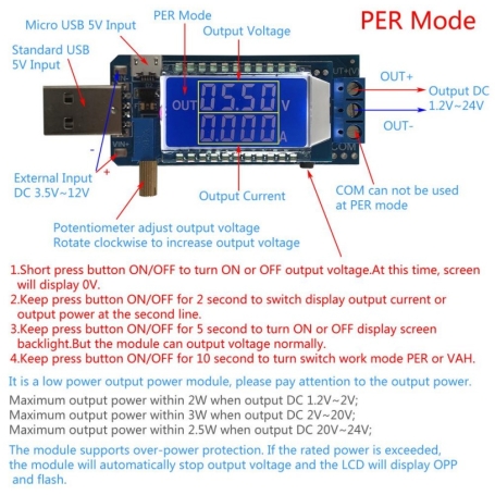 ماژول مبدل DC-DC کاهنده و افزاینده با ورودی USB مدل XY-LUP