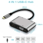 کابل مبدل Type-C به HDMI+VGA+USB 3.0+PD