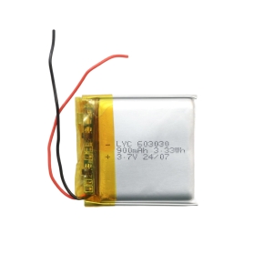 باتری لیتیوم پلیمر 3.7v ظرفیت 900mAh کد 603030