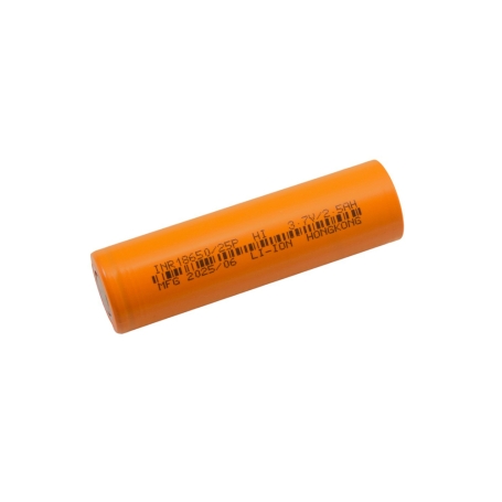 باتری لیتیوم یون 3.7v سایز 18650 سرتخت 2.5Ah مارک HI ضریب جریان 10C