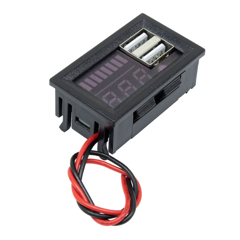 ماژول نمایشگر سطح شارژ باترى روپنلی 30V با قابلیت تعیین تعداد سلول باتری دارای 2 خروجی USB