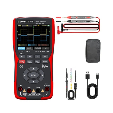 اسیلوسکوپ دیجیتال پرتابل دو کاناله 50MHz سه کاره ZOYI ZT-703S