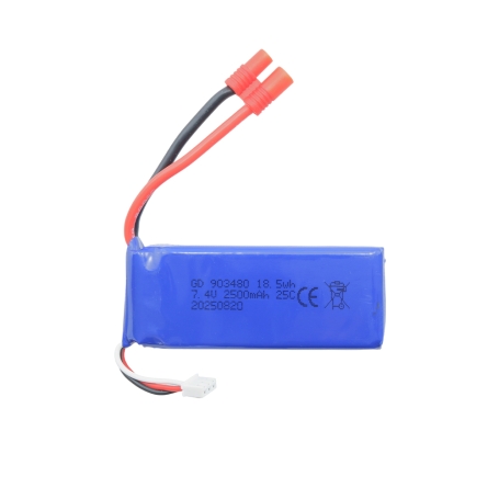 باتری لیتیوم پلیمر 7.4v ظرفیت 2500mAh دو سل 25c کد 903480
