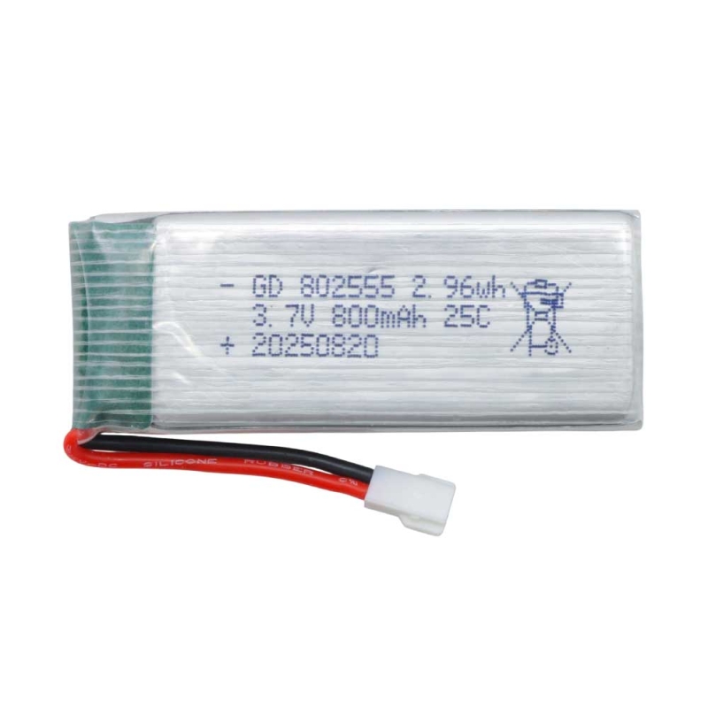 باتری لیتیوم پلیمر 3.7v ظرفیت 800mAh تک سل 25c کد 802555