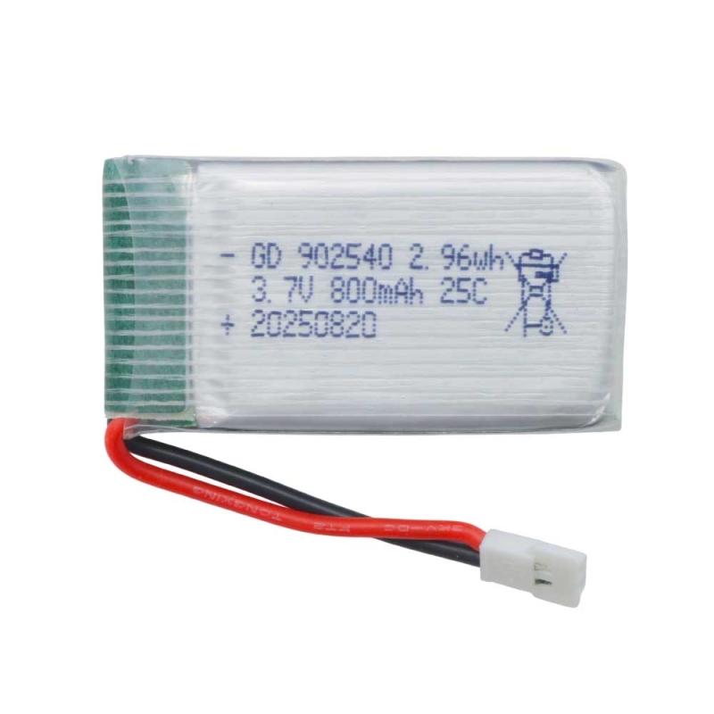 باتری لیتیوم پلیمر 3.7v ظرفیت 800mAh تک سل 25c کد 902540