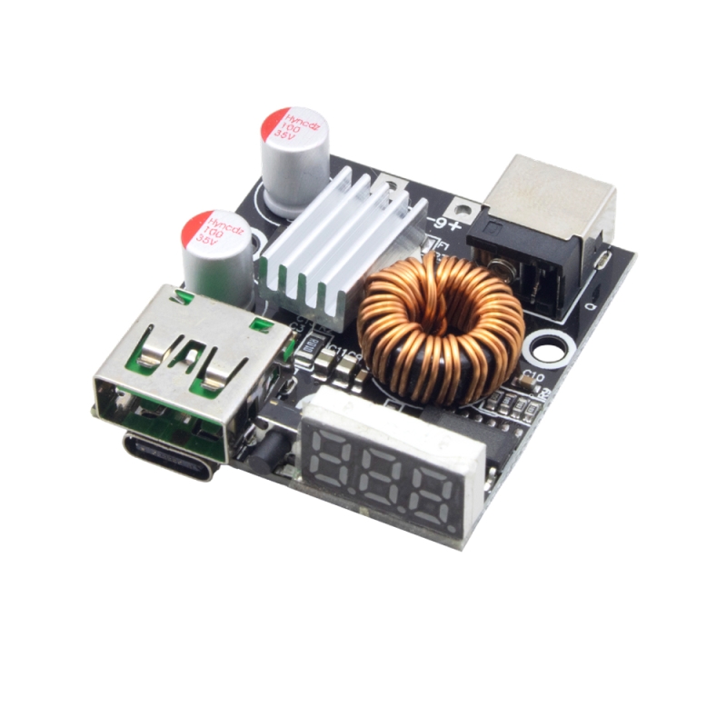 ماژول فست شارژ 65 وات فول پروتکل PD / QC / SCP دارای نمایشگر با ورودی 6 تا 35 ولت و خروجی Type-C/USB مدل LX-FC528