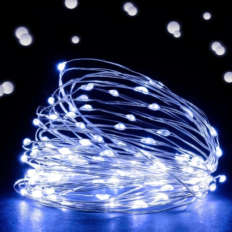 ریسه LED مفتولی سفید مهتابی پنج متری مدل باتری قلمی