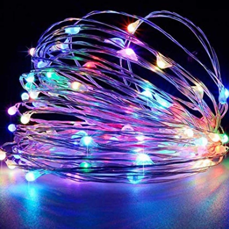 ریسه LED مفتولی هفت رنگ پنج متری مدل باتری قلمی