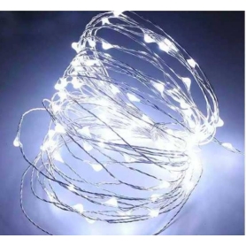 ریسه LED مفتولی سفید مهتابی دو متری مدل باتری سکه ای