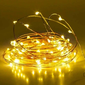 ریسه LED مفتولی سفید آفتابی پنج متری مدل باتری قلمی