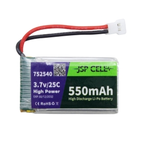 باتری لیتیوم پلیمر 3.7v ظرفیت 550mAh تک سل 25c کد 752540