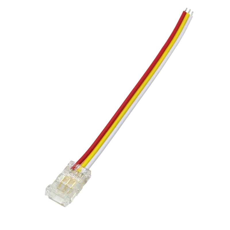 کانکتور ریسه LED نواری 180 درجه سایز 8mm سه پین سیم دار