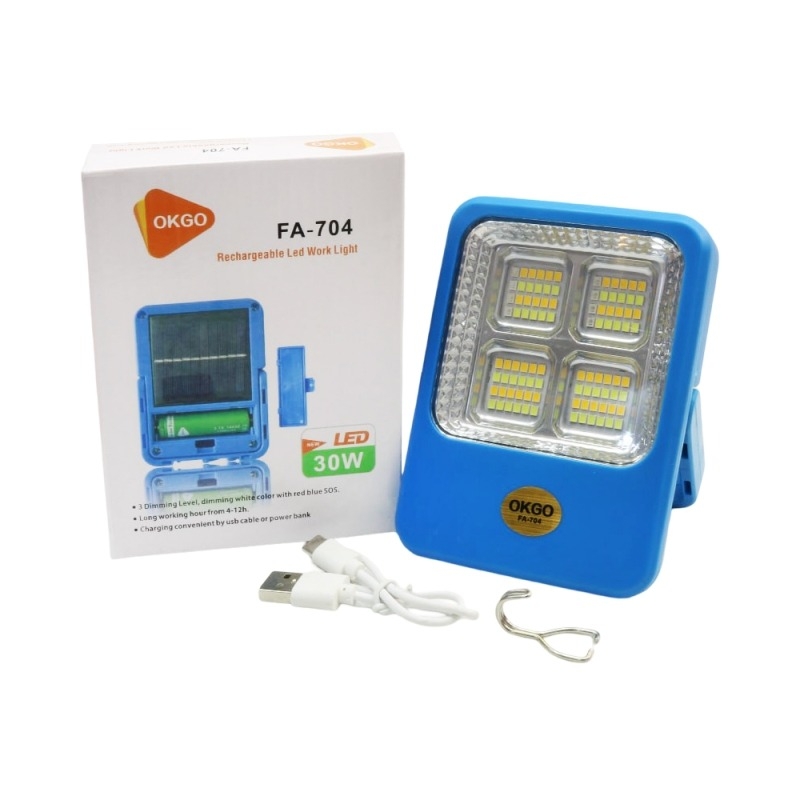 پروژکتور خورشیدی شارژی 30 وات قابل حمل مدل FA-704