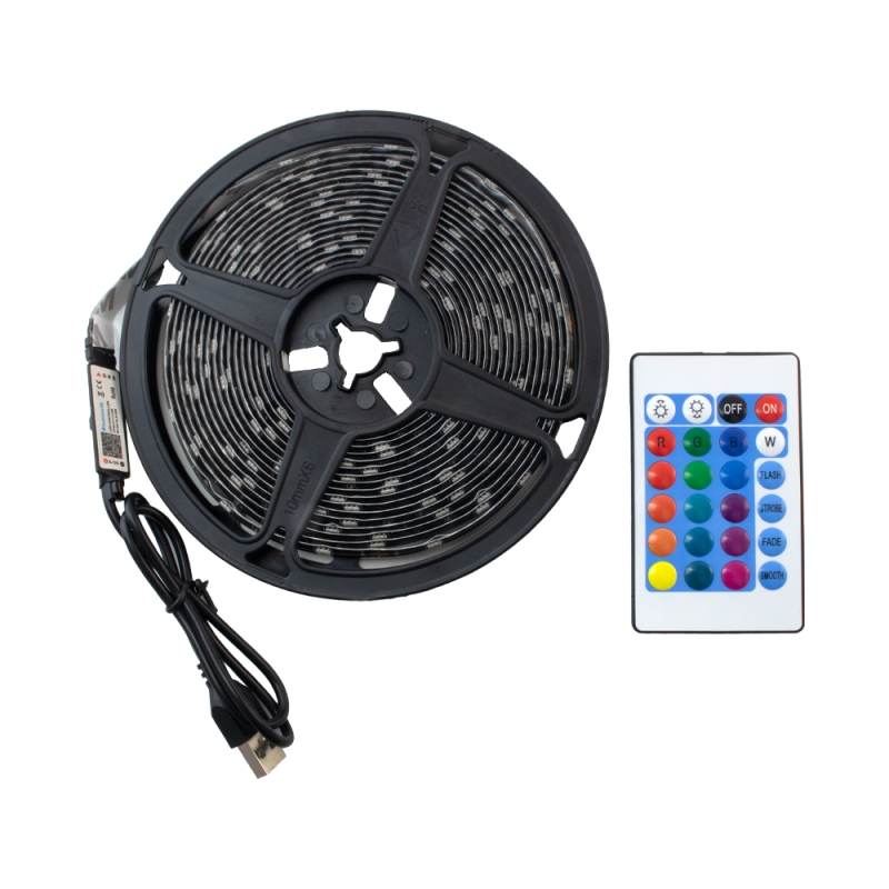 LED نواری RGB درشت 5050 با کنترلر و ورودی USB ضد آب 
