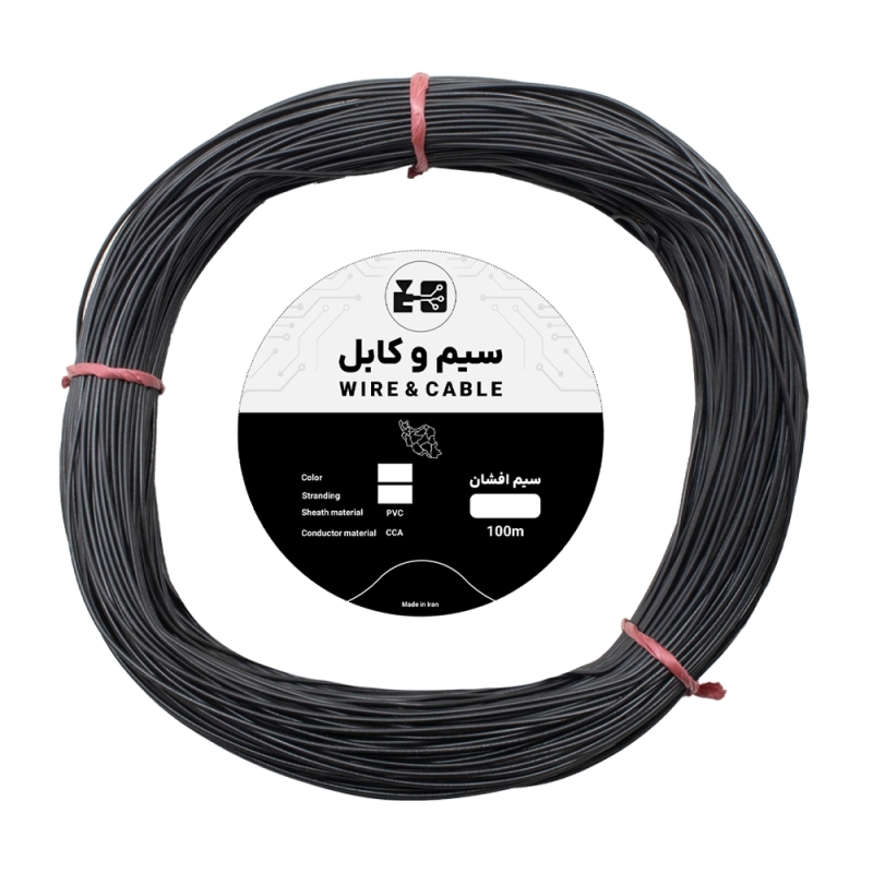 سیم افشان سایز 1x0.5 مشکی حلقه 100 متری
