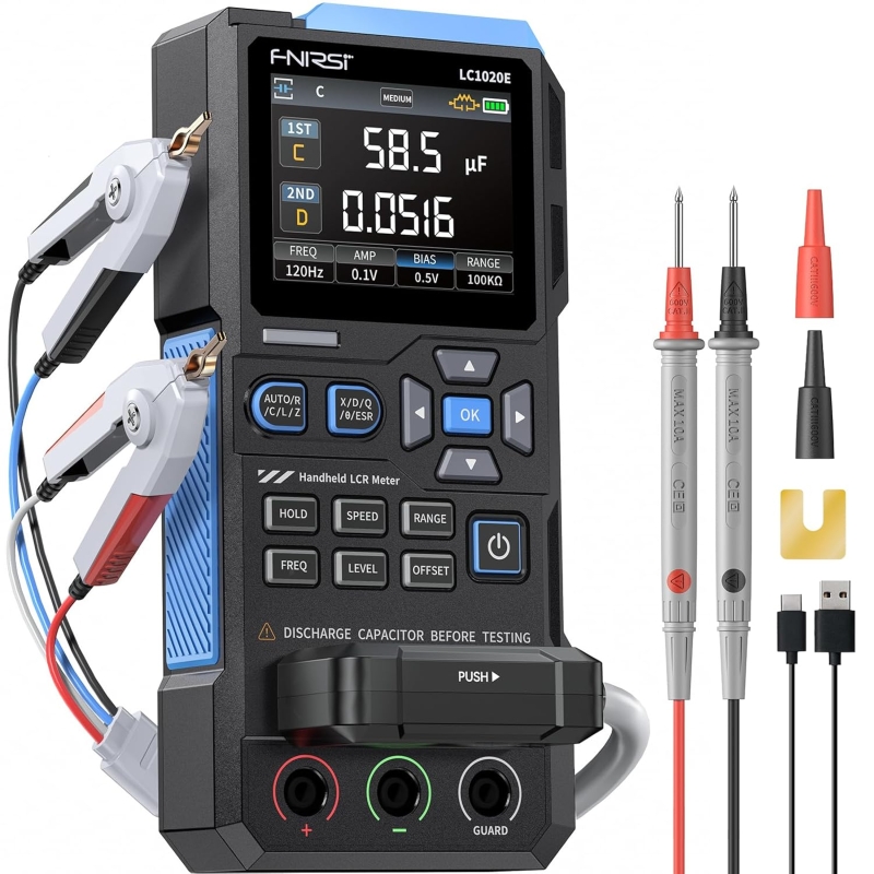 LCR متر دیجیتال پرتابل FNIRSI LC1020E دارای نمایشگر 2.8 اینچ TFT
