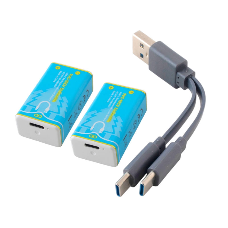 باتری کتابی 9 ولت لیتیوم یون جفتی قابل شارژ 400mAh مارک BESTON با ورودی USB Type-C