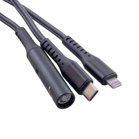 کابل شارژ کنفی چندکاره USB به Micro-usb/Lightning و فندک الکترونیکی المنتی طول 1m