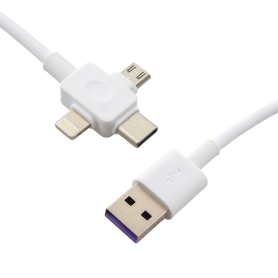 کابل فست شارژ USB سه سر Micro-usb/Lightning/Type-C طول 1m