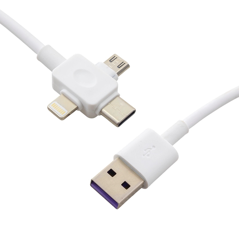 کابل فست شارژ USB سه سر Micro-usb/Lightning/Type-C طول 1m
