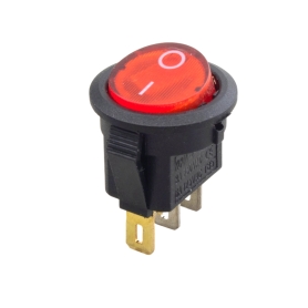 کلید راکر دوحالته گرد کوچک چراغدار سه پین 14x12mm