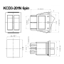 کلید راکر دوبل دوحالته چراغدار 6Pin مدل KCD3-201N-6P