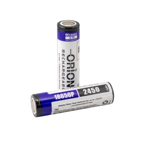 باتری لیتیوم یون 3.7v سایز 18650 سرتخت 2450mAh  ضریب جریان 5C مارک ORION