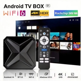 اندروید باکس +Q1 MINI رم 4 گیگابایت با پشتیبانی از 8K و اندروید 14
