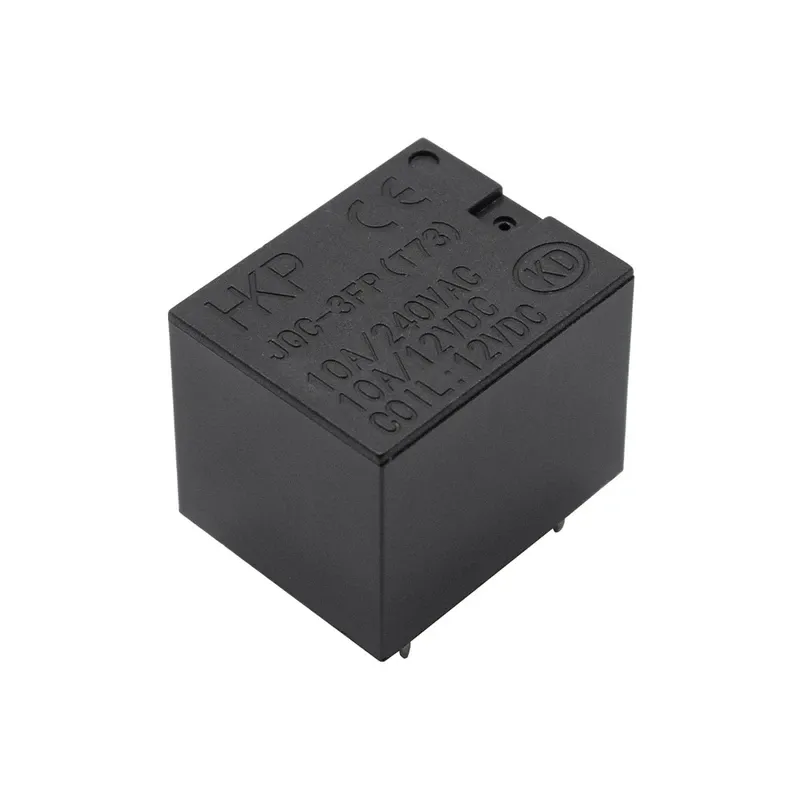 رله 12V-10A پایه میلون T73 تک کنتاکت 4 پین مارک HKF کد JQC-3FP