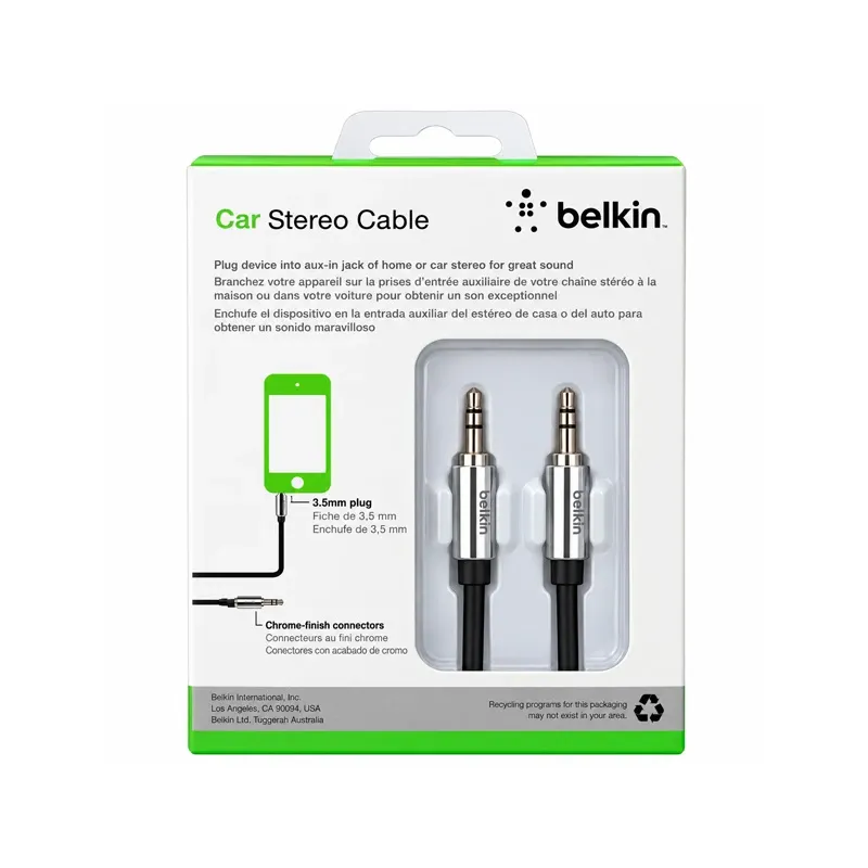 کابل AUX استریو 3.5mm سیلیکونی طول 0.9m طرح belkin