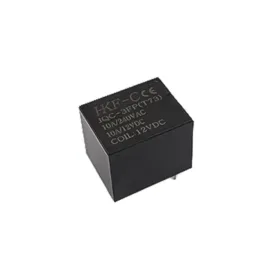 رله 12V-10A پایه میلون T73 تک کنتاکت 4 پین مارک HKF کد JQC-3FP