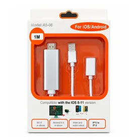 کابل تبدیل USB به HDMI مدل A5-06 با کابل تغذیه USB طول 1m