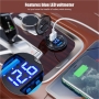 شارژر USB خودرویی روپنلی گرد آبی دو خروجی فست شارژ QC3.0 با نمایشگر ولتاژ و کلید ON/OFF