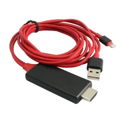 کابل تبدیل Lightning به HDMI با کابل تغذیه USB طول 2m