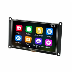 نمایشگر 4.3 اینچ HMI تاچ مقاومتی 300nit رزولوشن 480x272 سری T1 مدل TJC4827T143_011R