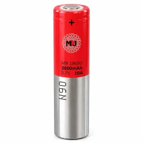 باتری لیتیوم یون 3.7v سایز 18650 سرتخت 2600mAh جریان دشارژ 10A مارک MJ